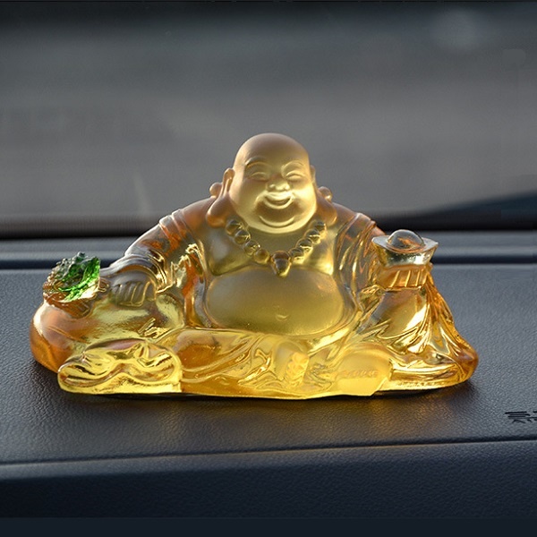 Tượng Phật Di Lặc Đá Ngọc Lưu Ly Trang Trí Xe Ô Tô, Bàn Làm Việc