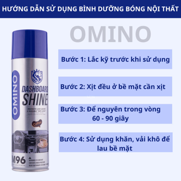 Xịt Dưỡng Bóng Nội Thất, Ghế Da Ô Tô Hương Cafe OMINO